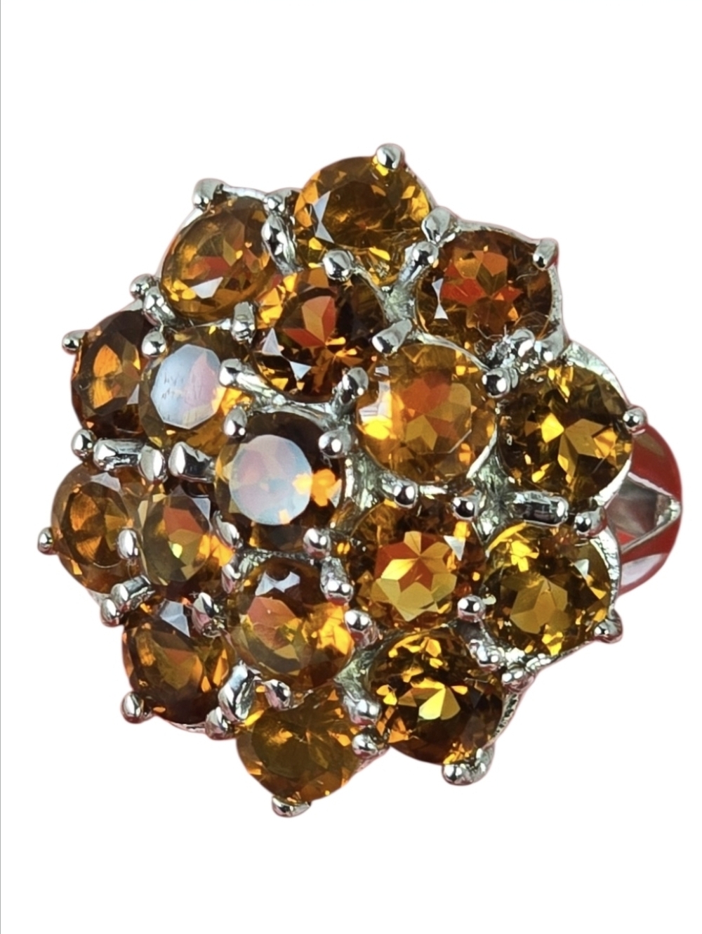 925 Sterling Silver Ring Sz 6.5 with Natural Citrine Gemstones.